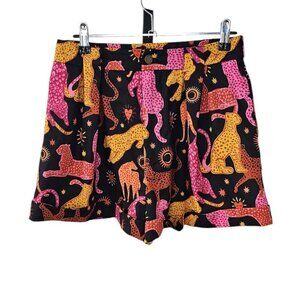 SHEIN Womens High Rise Cosmic Leopard Print Shorts, Size Medium